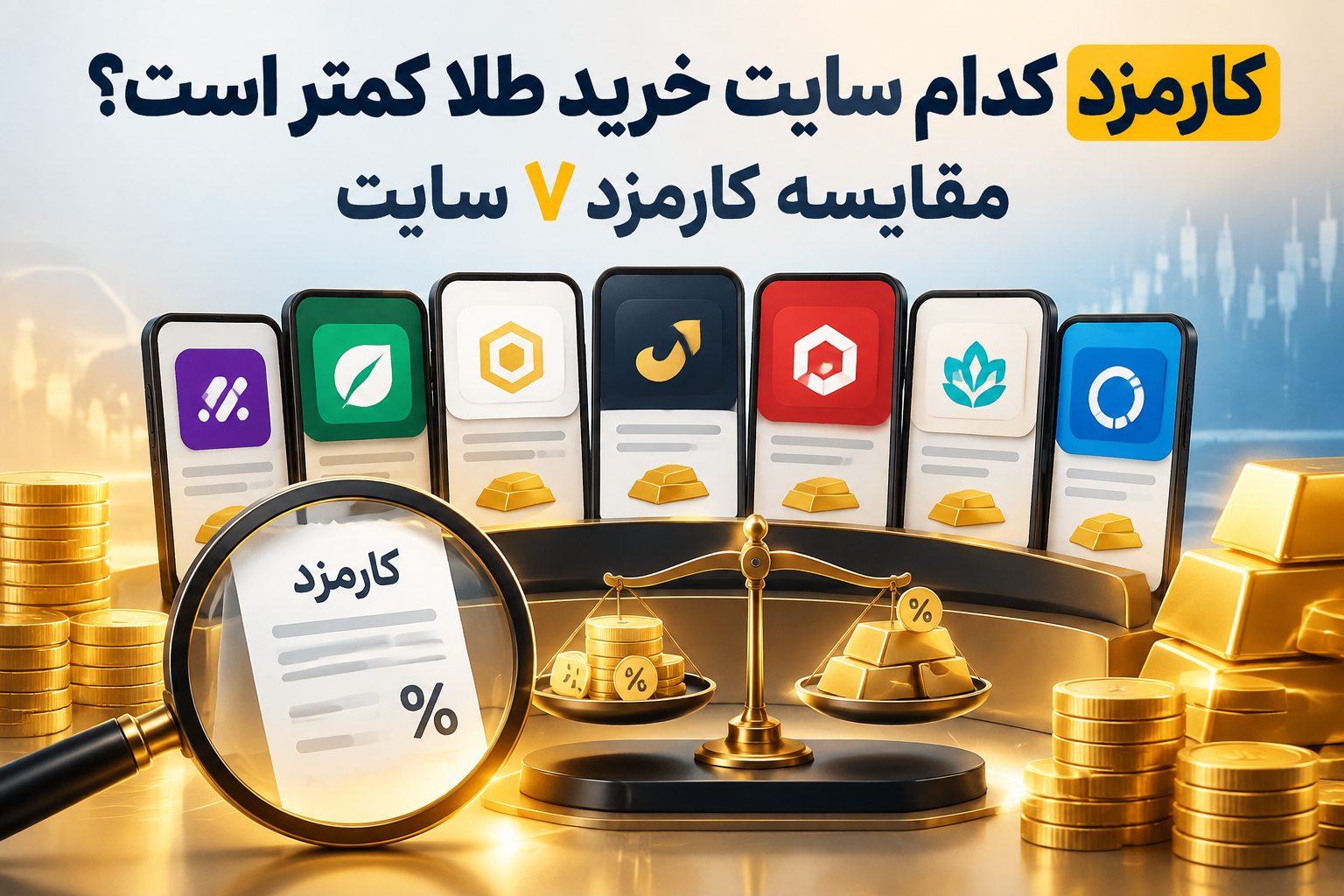 کارمزد کدام سایت خرید طلا کمتر است؟ مقایسه کارمزد ۷ سایت